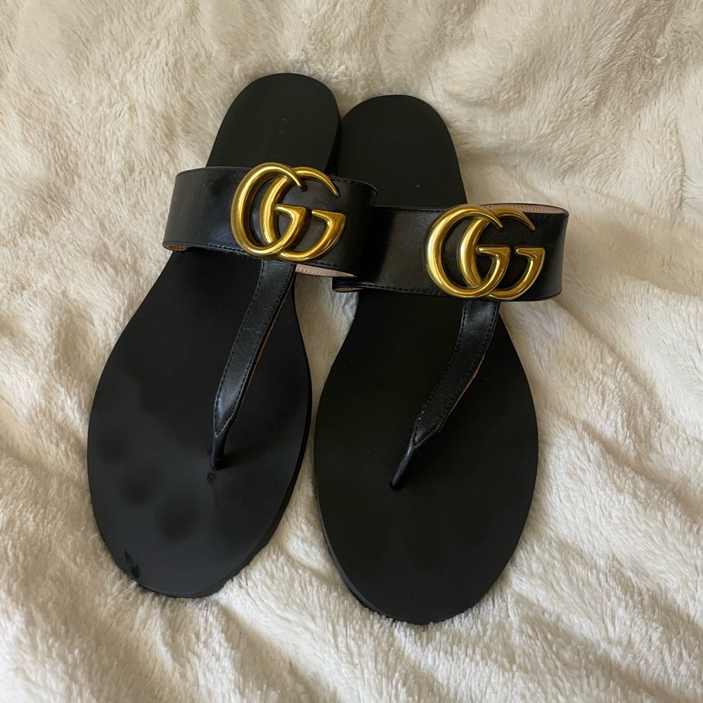 Black Woman's Sandals with gold